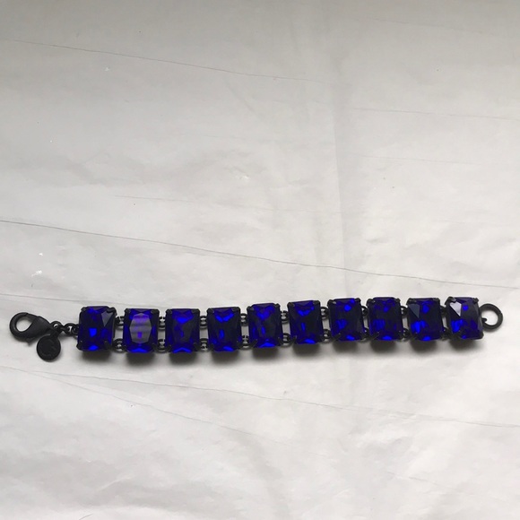 Blue crystal & black bracelet - Picture 2 of 8